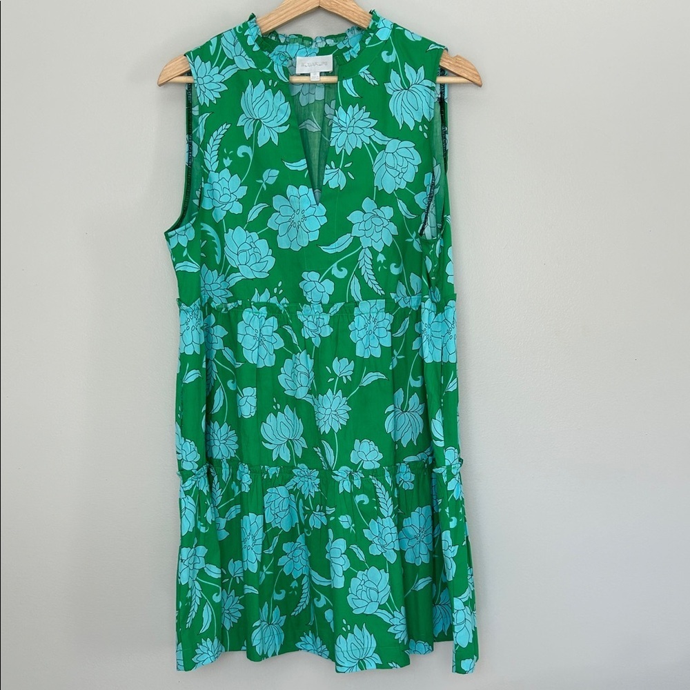 Sugarlips Waterlilly Floral Split Neck Sleeveless Dress 100% Cotton